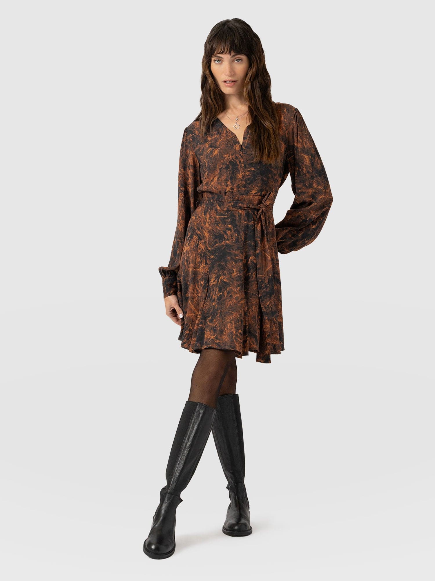 Joselyn Mini Dress - Brown Marble